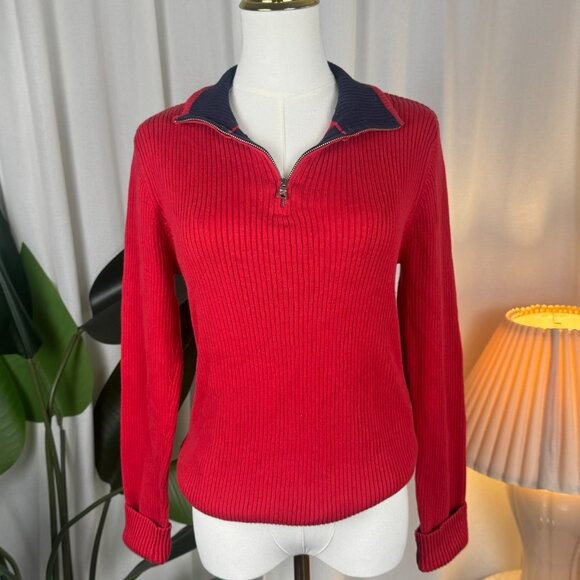Vintage Polo Jeans Co. Ralph Lauren 90s Ribbed Half-Zip Sweater sz XL - Picture 1 of 9